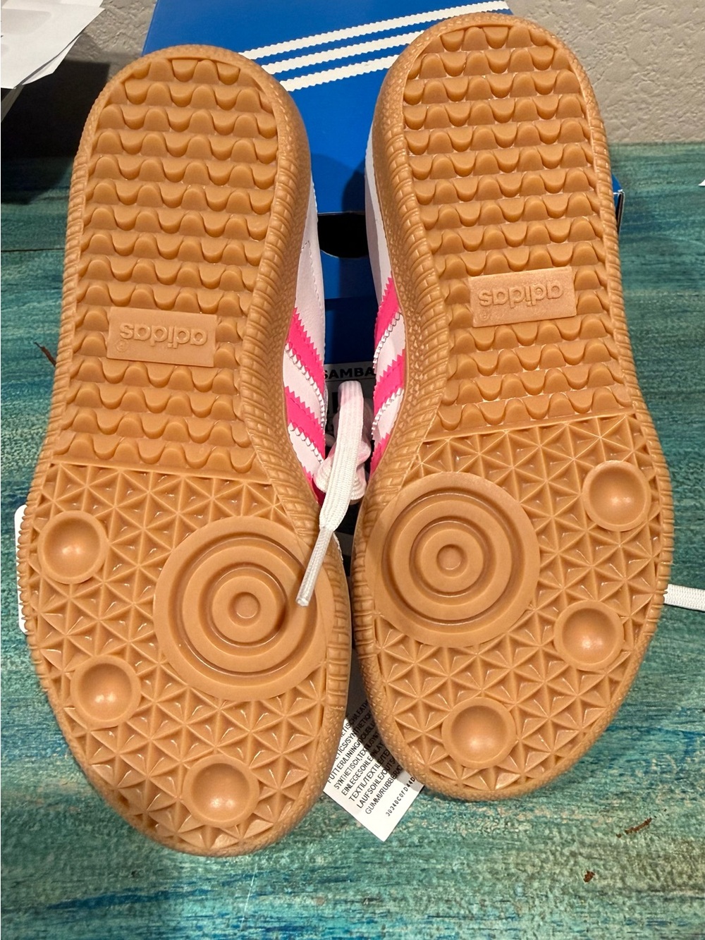 adidas Kids Samba OG White Pink with Gum Sole - Picture 4 of 5